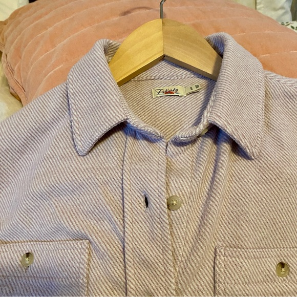 Faherty LEGEND SWEATER SHIRT Fawn Pink Twill Medium - Picture 7 of 10